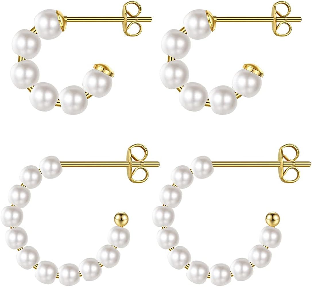 Famarine Pearl Hopp Earrings 2 Pairs | Amazon (US)