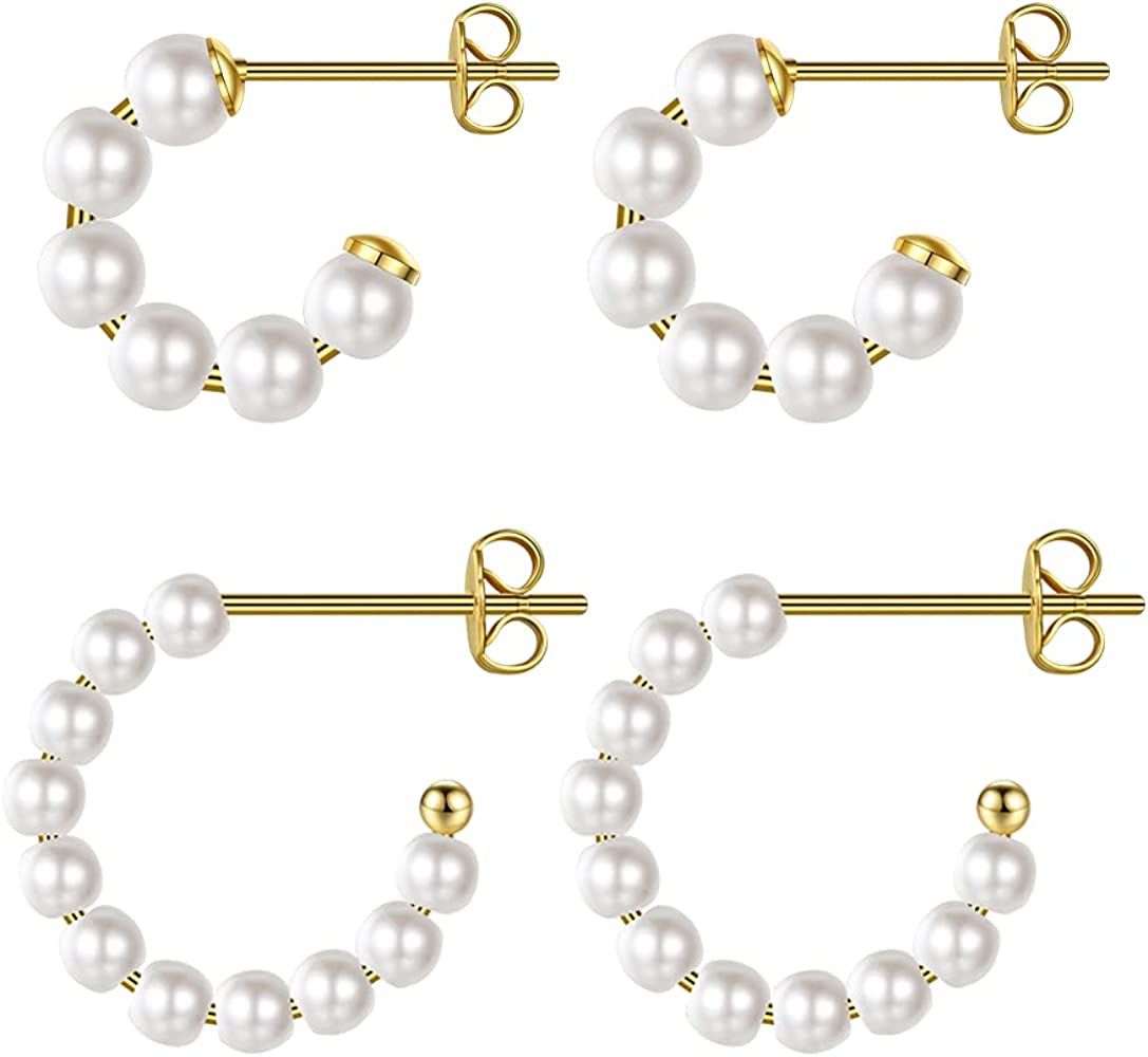 Famarine Pearl Hopp Earrings 2 Pairs | Amazon (US)