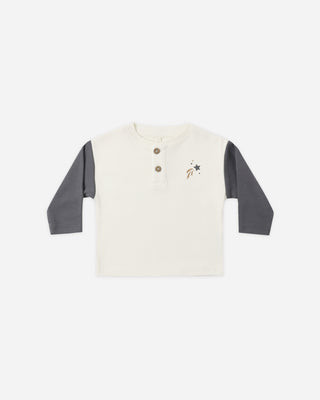Long Sleeve Henley Tee Midnight | Rylee + Cru