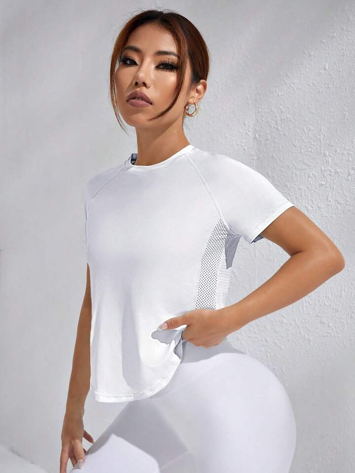 SHEIN Sport Studio Solid Raglan Sleeve Sports Tee | SHEIN