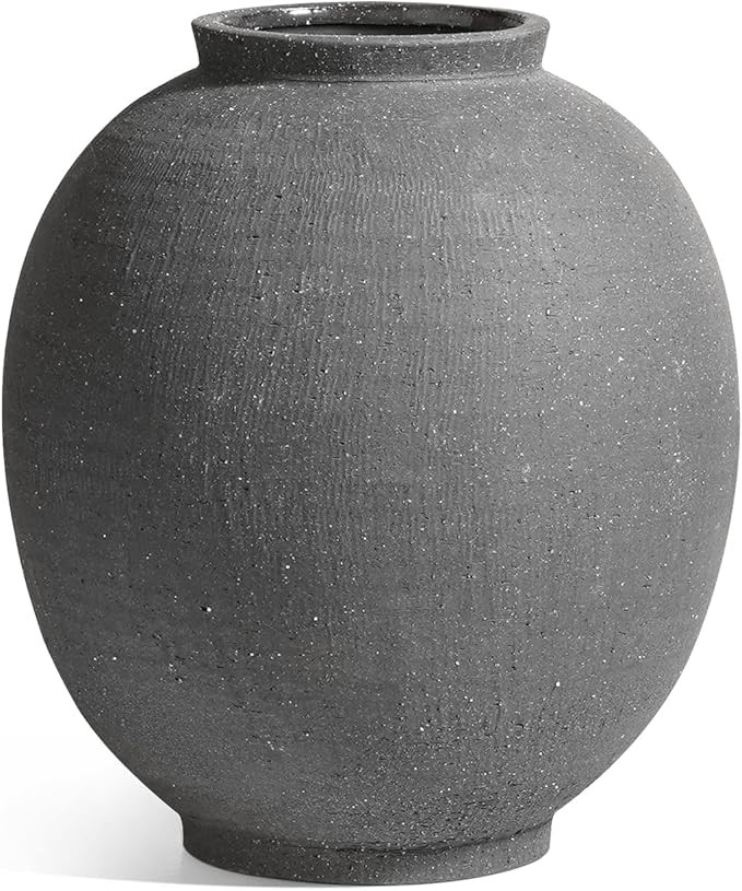 Large Blak Ceramic Vase - 9.8 Inch Rustic Farmhouse Vase for Home Decor, Minimalist Tall Vases fo... | Amazon (US)