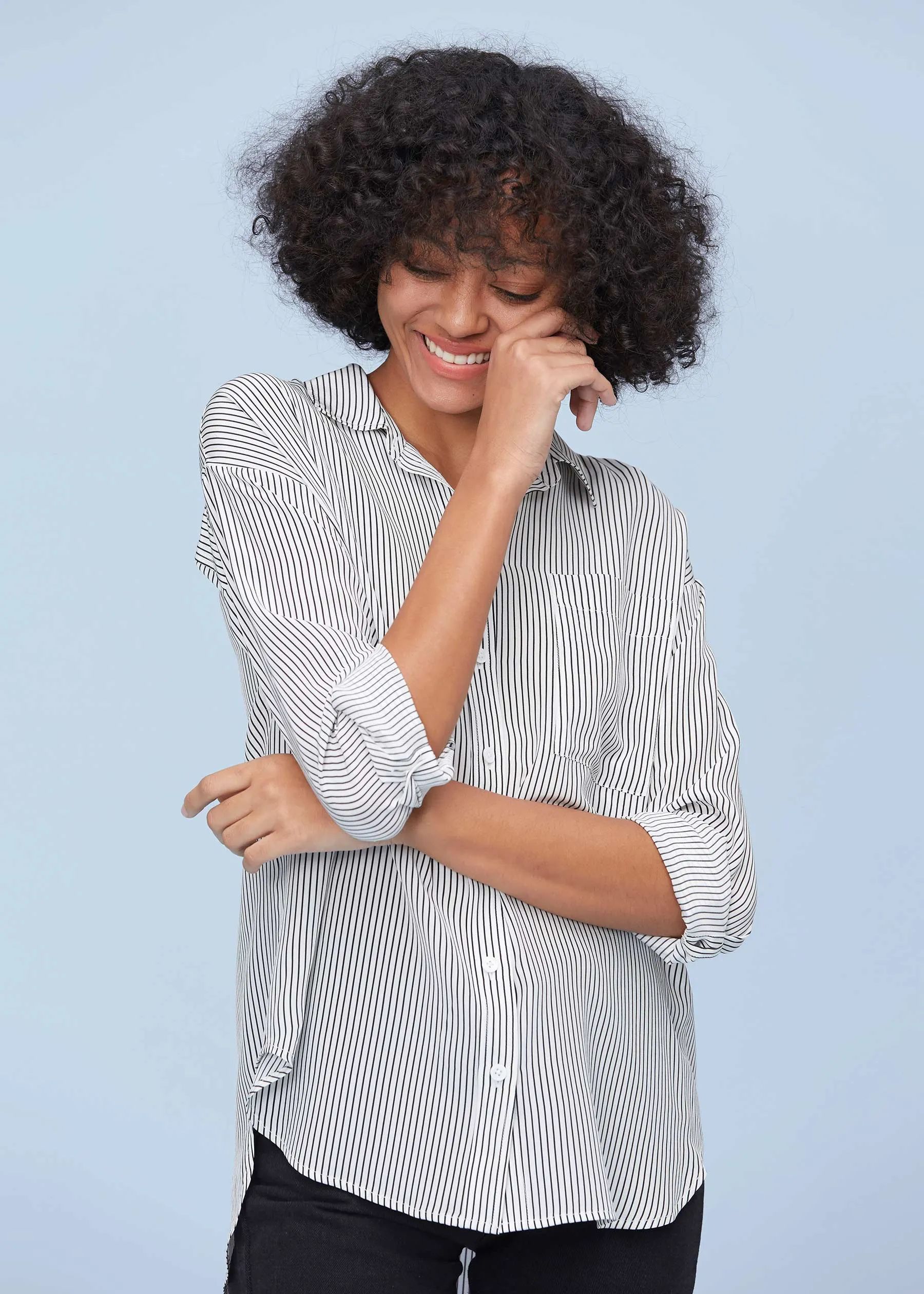 Classic Long Sleeve Striped Silk Shirt | LilySilk