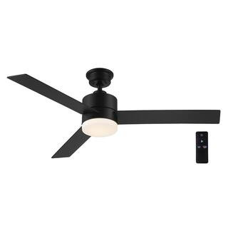 Hampton Bay Madison 52 in. Indoor Matte Black Ceiling Fan with Adjustable White Integrated LED wi... | The Home Depot