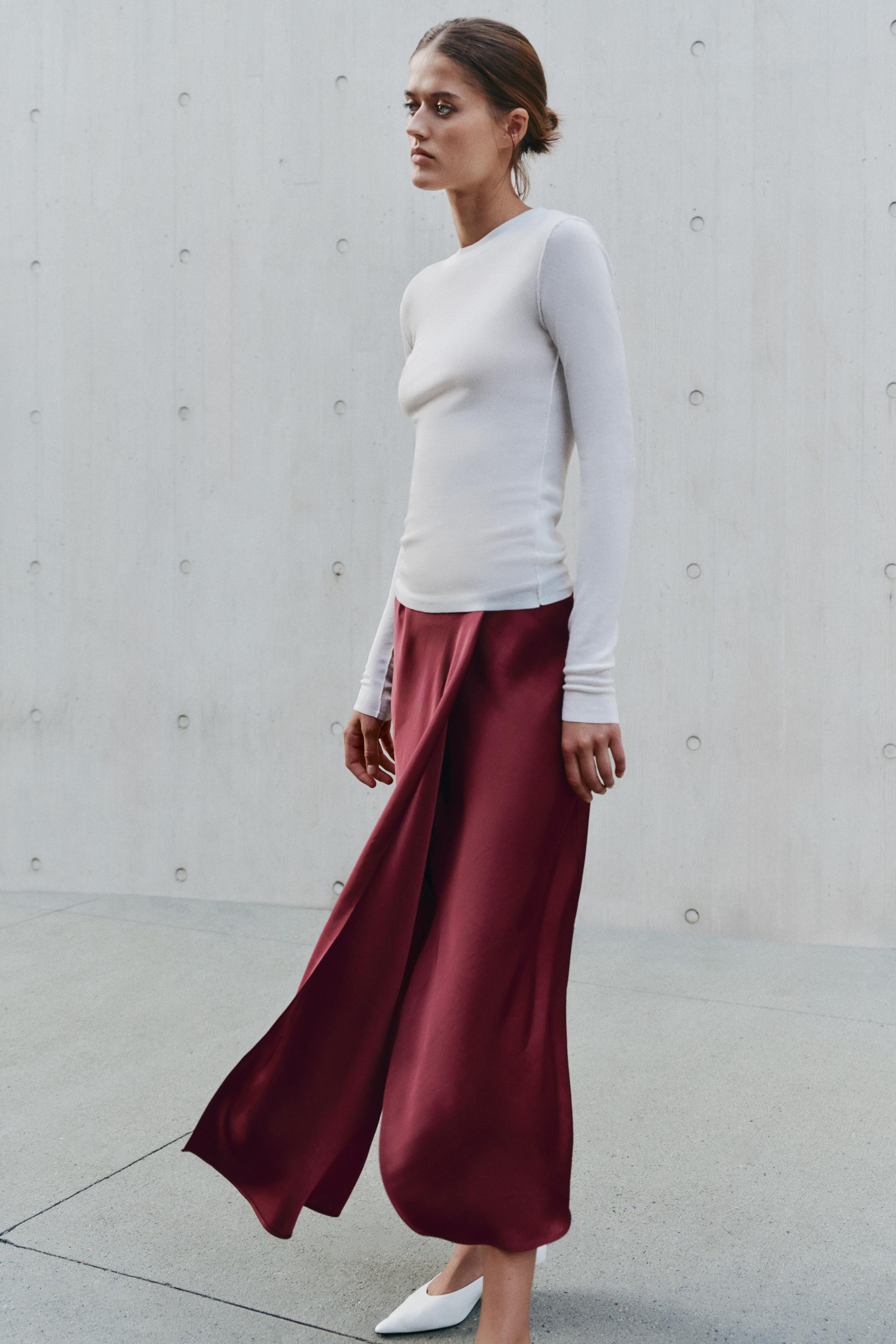 SATIN WRAP MIDI SKIRT | Zara US