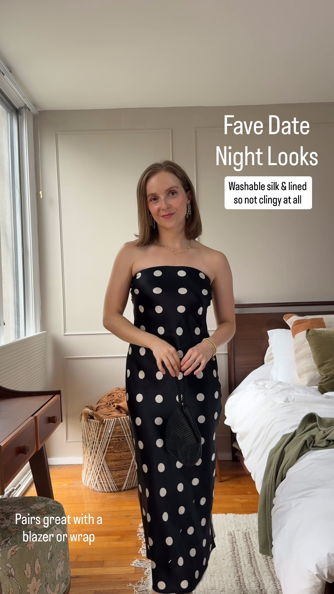 Date night and wedding guest dress look, lined so not clingy and stays up
Wearing size small @Quince free shipping and 365 day returns 


Date night look, going out dress, special occasion look, fall dress

#LTKSaleAlert #LTKPetite #LTKWedding