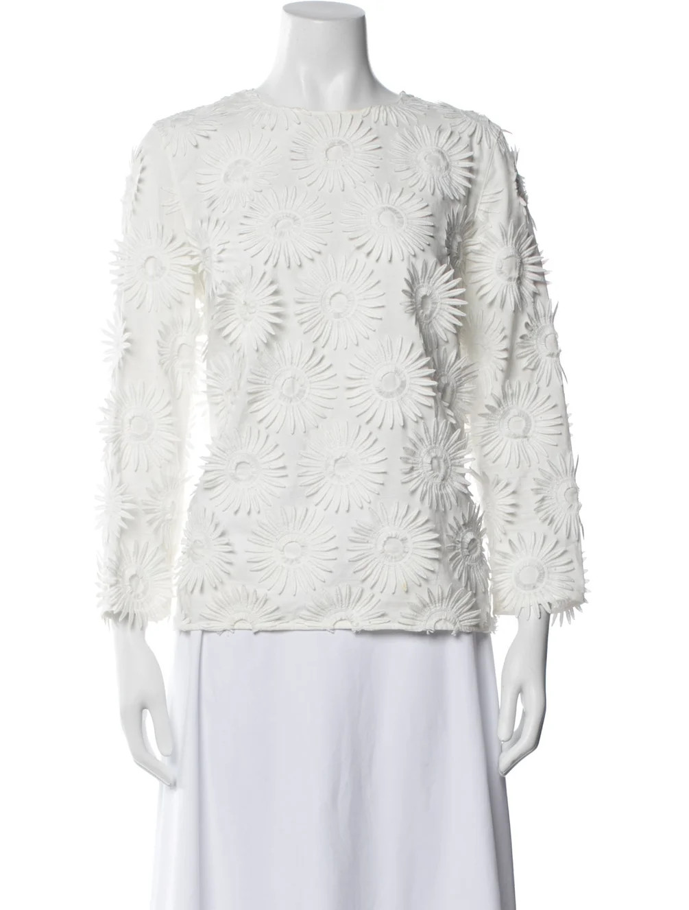 Akris Punto Floral Print Crew Neck Top - White Tops, Clothing - WAK174703 | The RealReal | The RealReal
