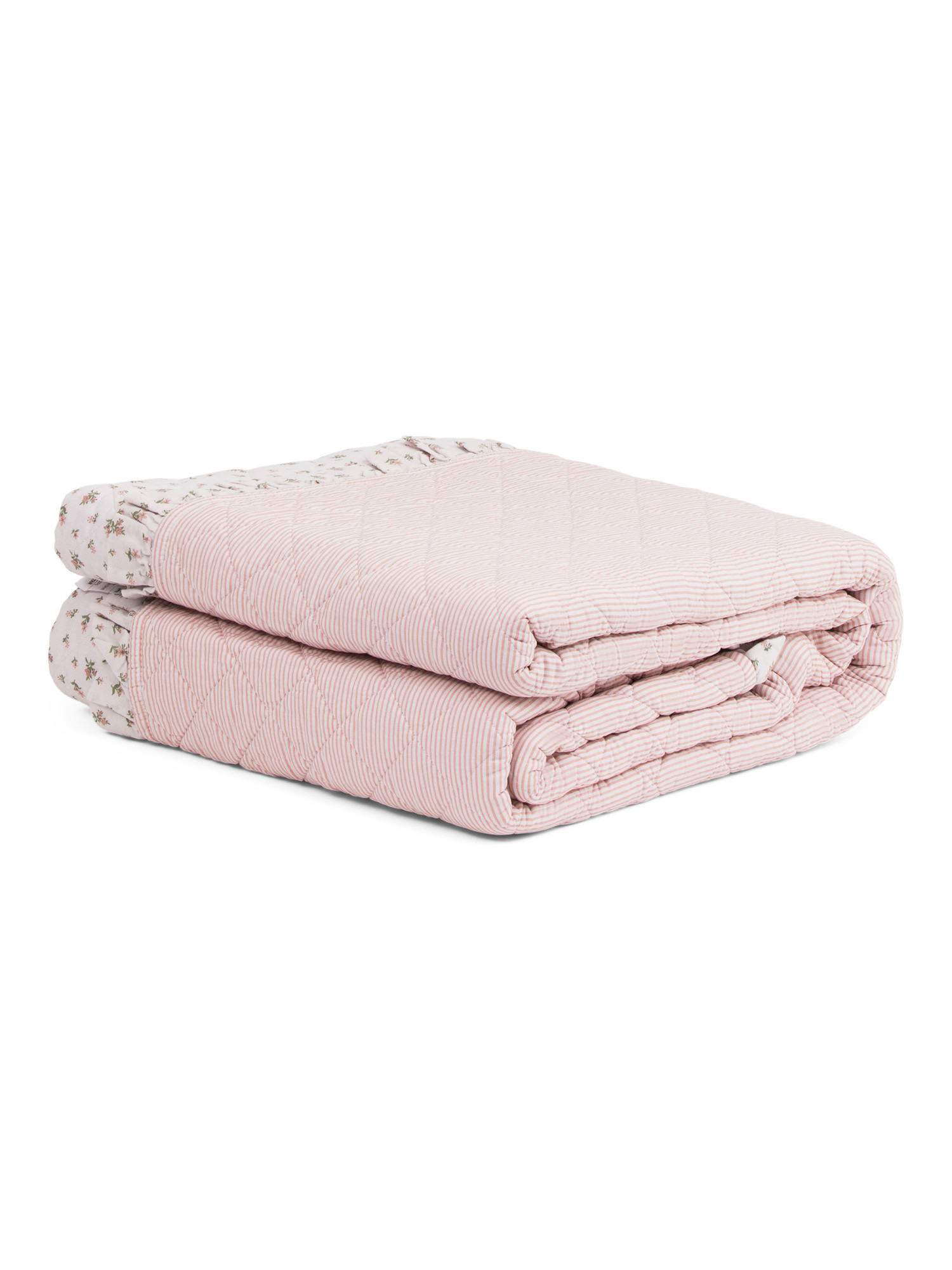 Pinstripe Quilt Set With Ruffle | TJ Maxx