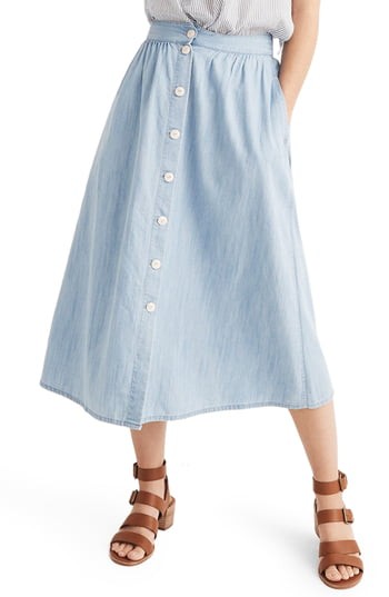 Women's Madewell Button Front Midi Skirt | Nordstrom