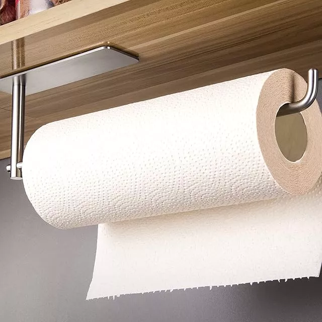 Paper Towel Holder Wall Mounted Under Cabinet Self Adhesive Paper Towel  Rack USA