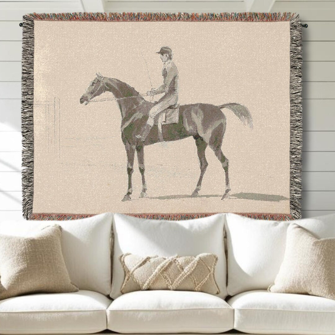 Vintage Equestrian Art Woven Blanket Tapestry Wall Hanging Art Modern Farmhouse Cottage Decor Gif... | Etsy (US)