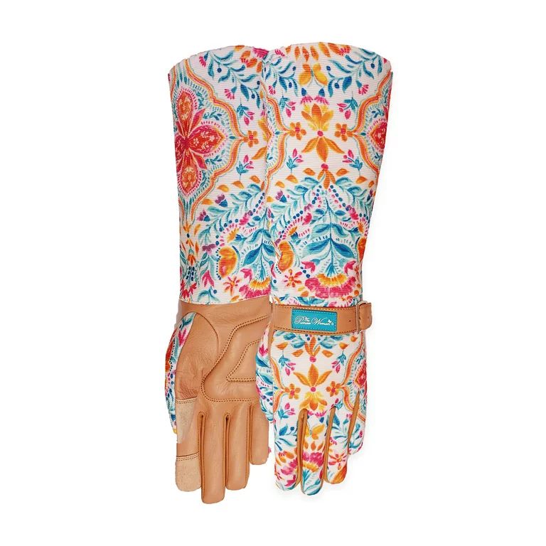 The Pioneer Woman Tan Multi Colored Folk Geo Long Gardening Gloves, Women's Size Large | Walmart (US)