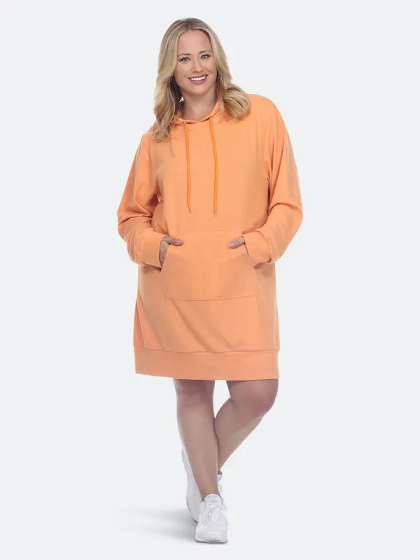 White Mark Plus Size Hoodie Sweatshirt Dress - Orange - 3X | Verishop