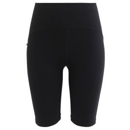 Seam Detail High-Waisted Sculpt Legging Shorts in Black | Chicwish