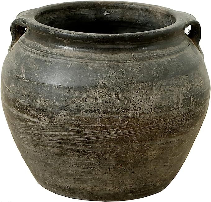 Unknown1 7.5" w Small Gray Ceramic Indoor Outdoor Vintage Pottery Jar W/2 Handles (Size Finish Va... | Amazon (US)