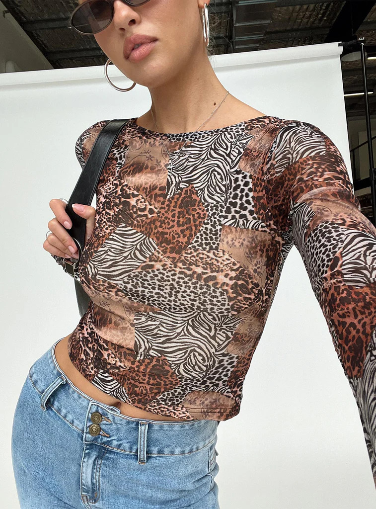 Tied In Long Sleeve Top Leopard | Princess Polly US