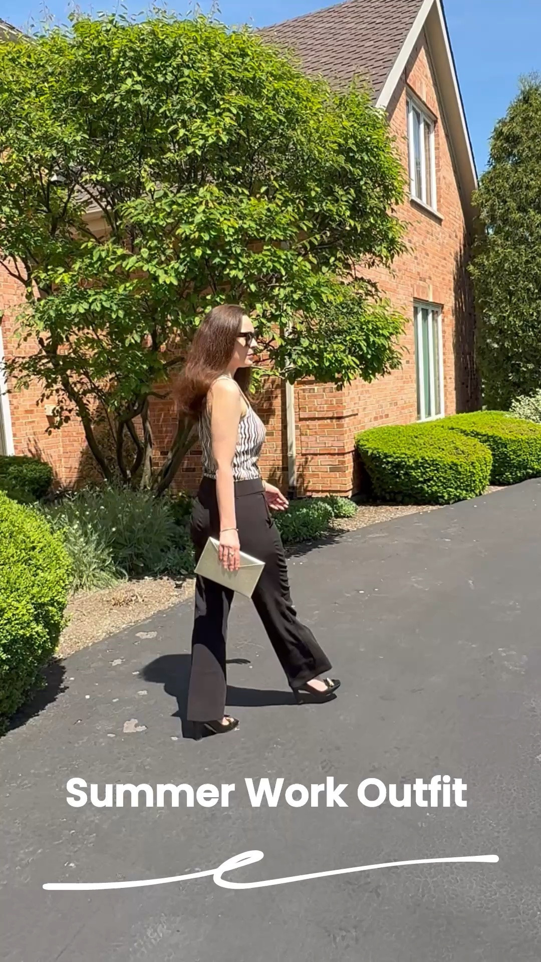 Work outfits - This knit sleeveless top is giving high end designer vibes. It’s black, white, pink and has metallic  thread throughout which adds a little shimmer. This tank top would also look cute under a blazer or jacket. Wearing XS in the top and a 6 in the black pants.

#LTKootd #LTKSaleAlert #LTKOver40