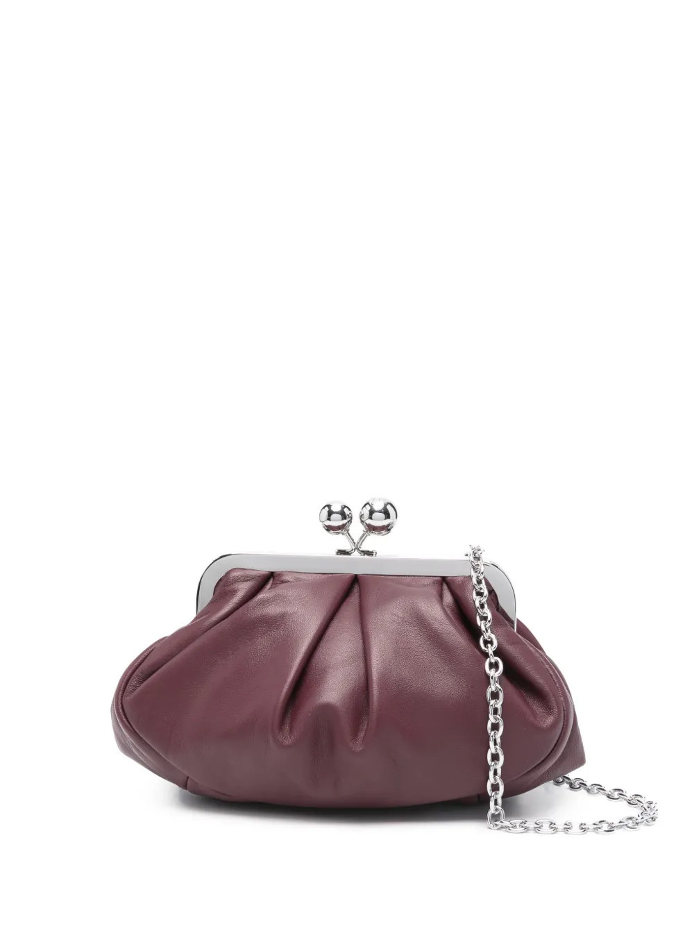 Weekend Max Mara pleated-leather ball-clasp clutch bag - Red | Farfetch Global