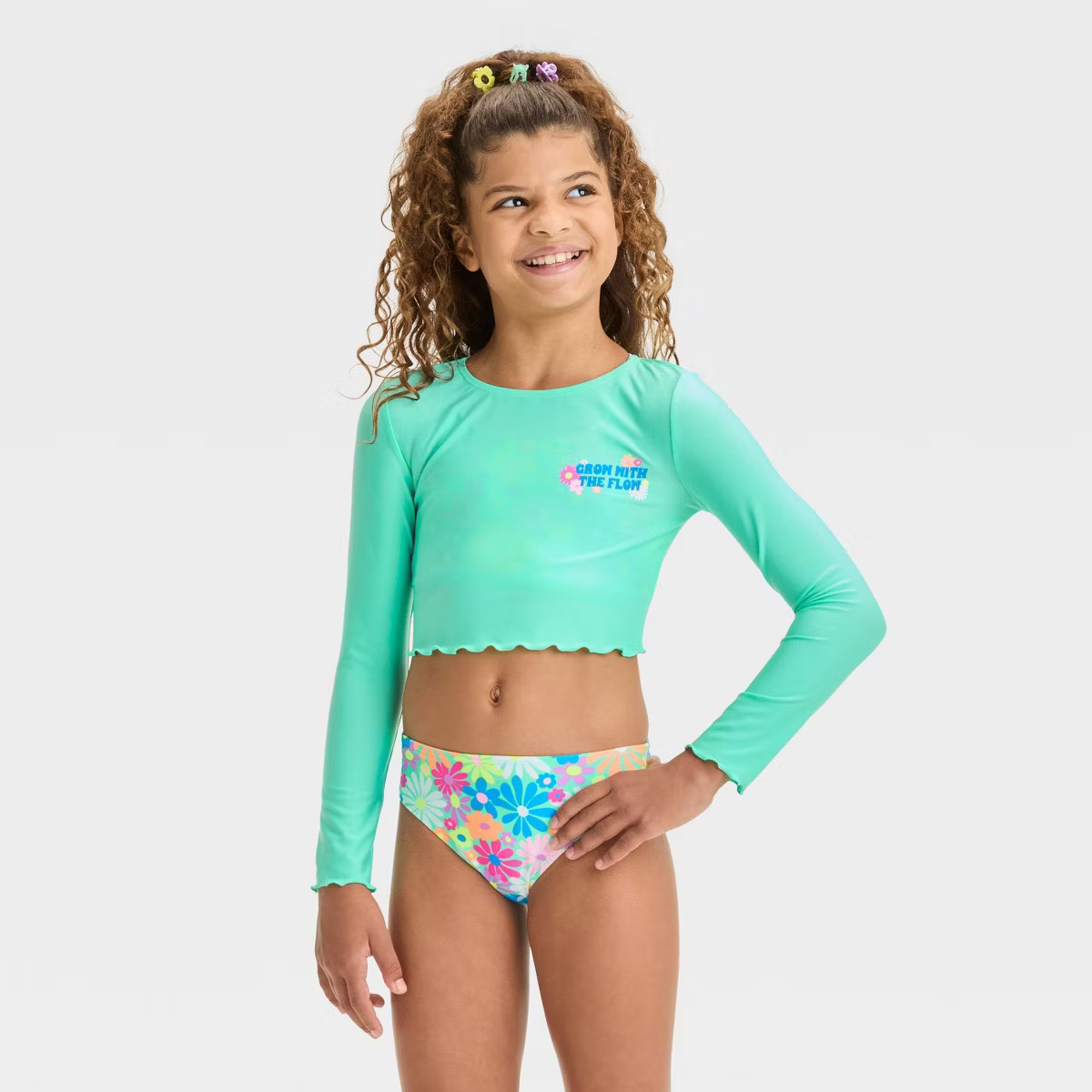 Girls' Floral Printed Rash Guard Set - Cat & Jack™ | Target