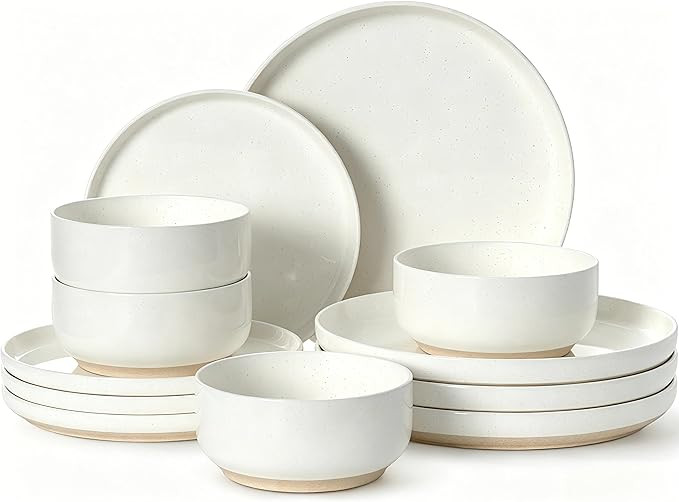 Plates and Bowls Sets, Dinnerware Sets for 4, 12 Pieces Scratch Resistant Dishware Dishes Set, Ce... | Amazon (US)