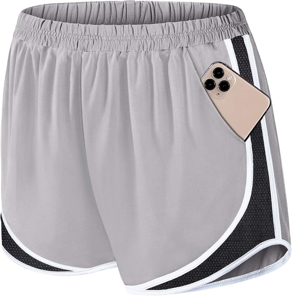 Fulbelle Running Shorts with Pockets Women Double Layer Athletic Workout Gym Shorts | Amazon (US)