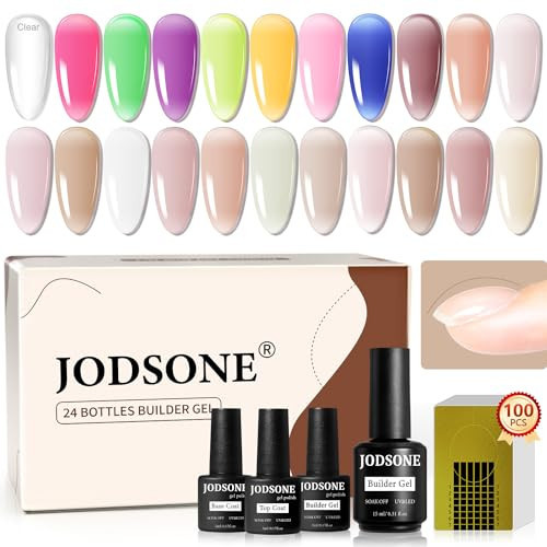 JODSONE Builder Color Gel Top Coat Base Coat Extension Gel 22 Pcs Kit Long Lasting High Gloss Gift For Women | Amazon (US)