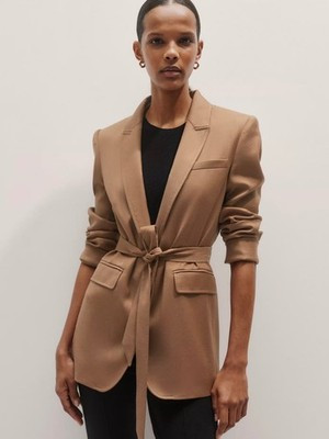 ME+EM The Fluid Wool Blazer + Belt Italian Wool Blend Camel Current Stock 8/10 | eBay UK
