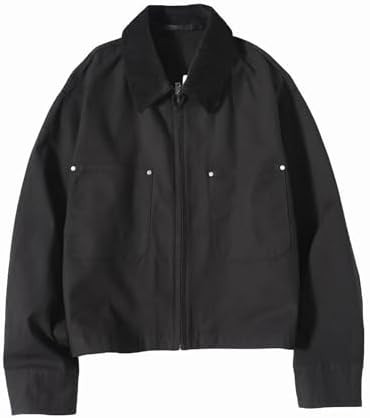 Womens Cropped Bomber Jacket Corduroy Collar Barn Coat Lightweight Utility Zip Up Cotton Canvas W... | Amazon (US)