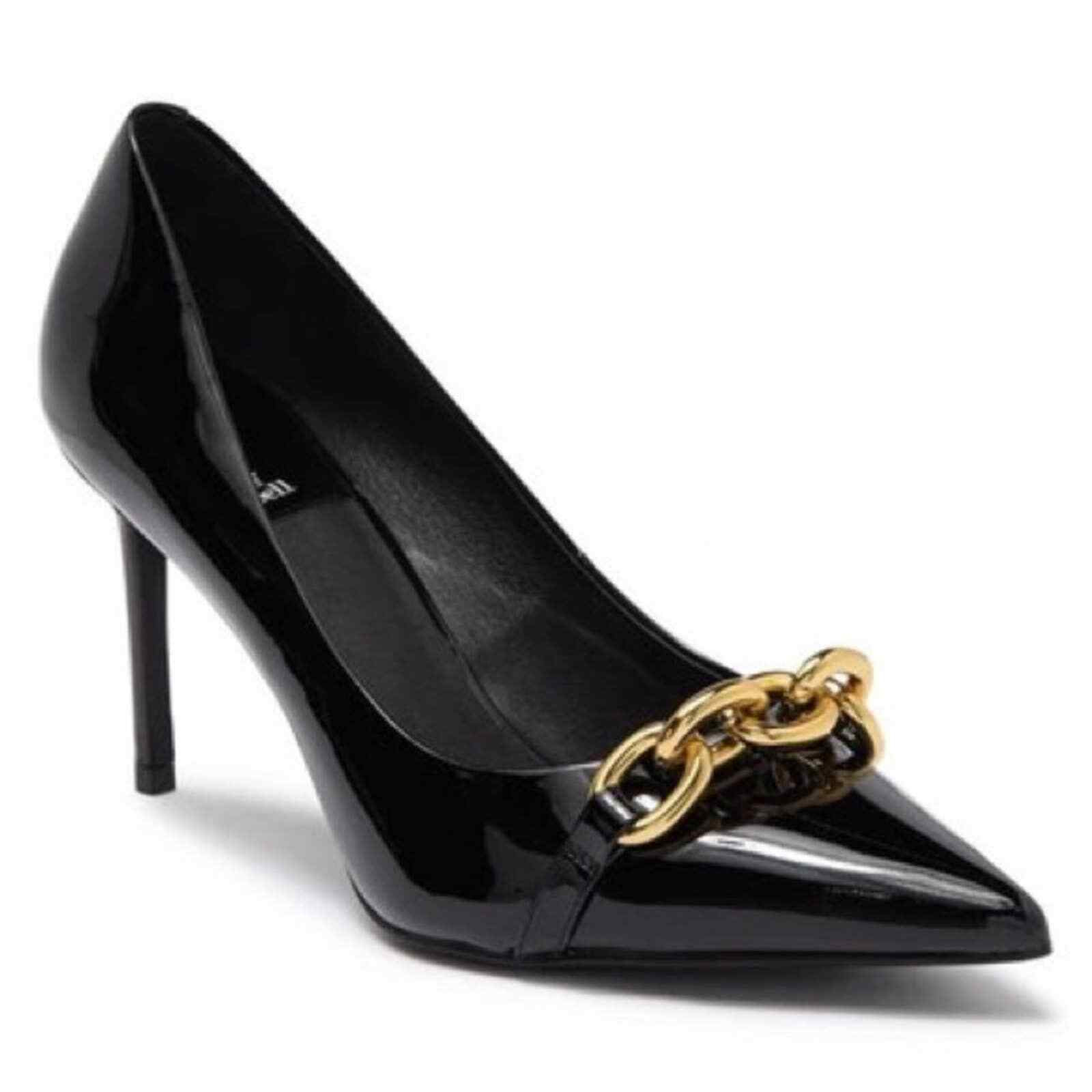 Jeffrey Campbell Chain Link Pointed Toe Pump Black Patent with Gold Size 8 | eBay US