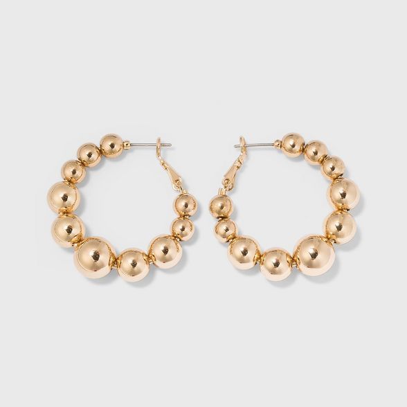 Ball Hoop Earrings - A New Day&#8482; Gold | Target