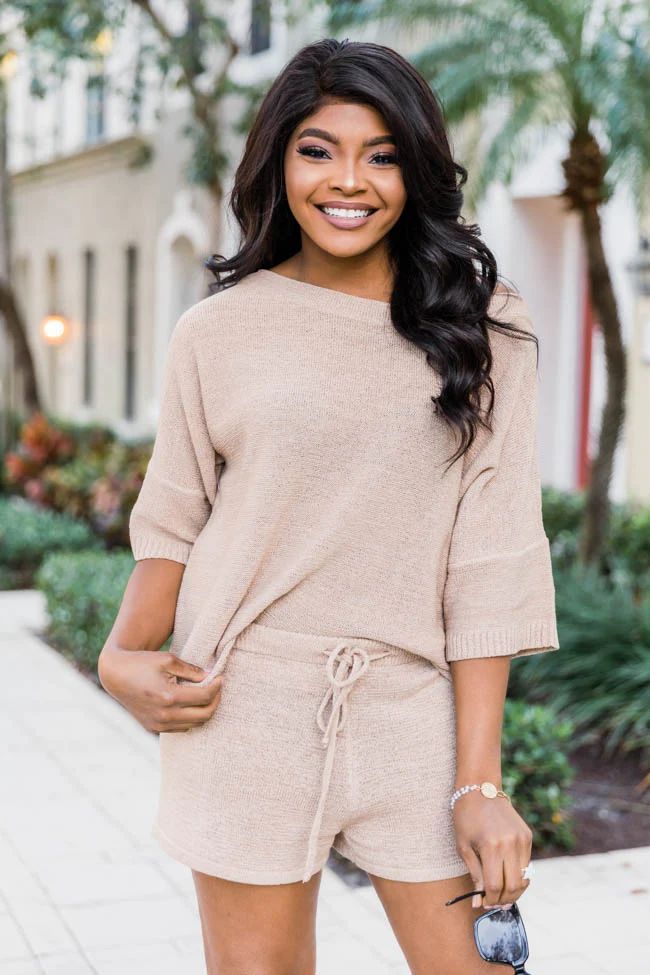 Lost In Direction Taupe Sweater Blouse | The Pink Lily Boutique