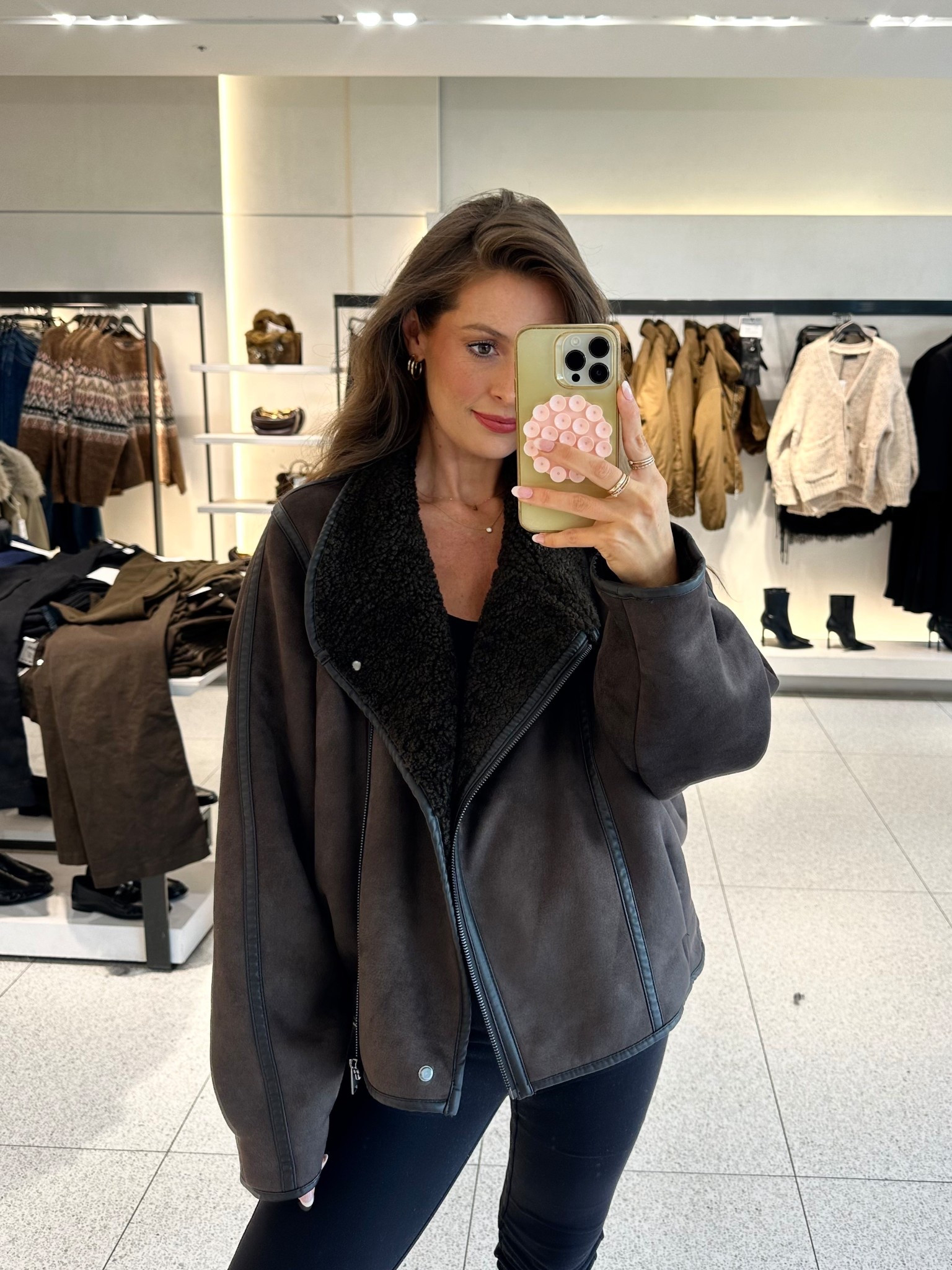 Gorgeous chocolate brown aviator jacket 