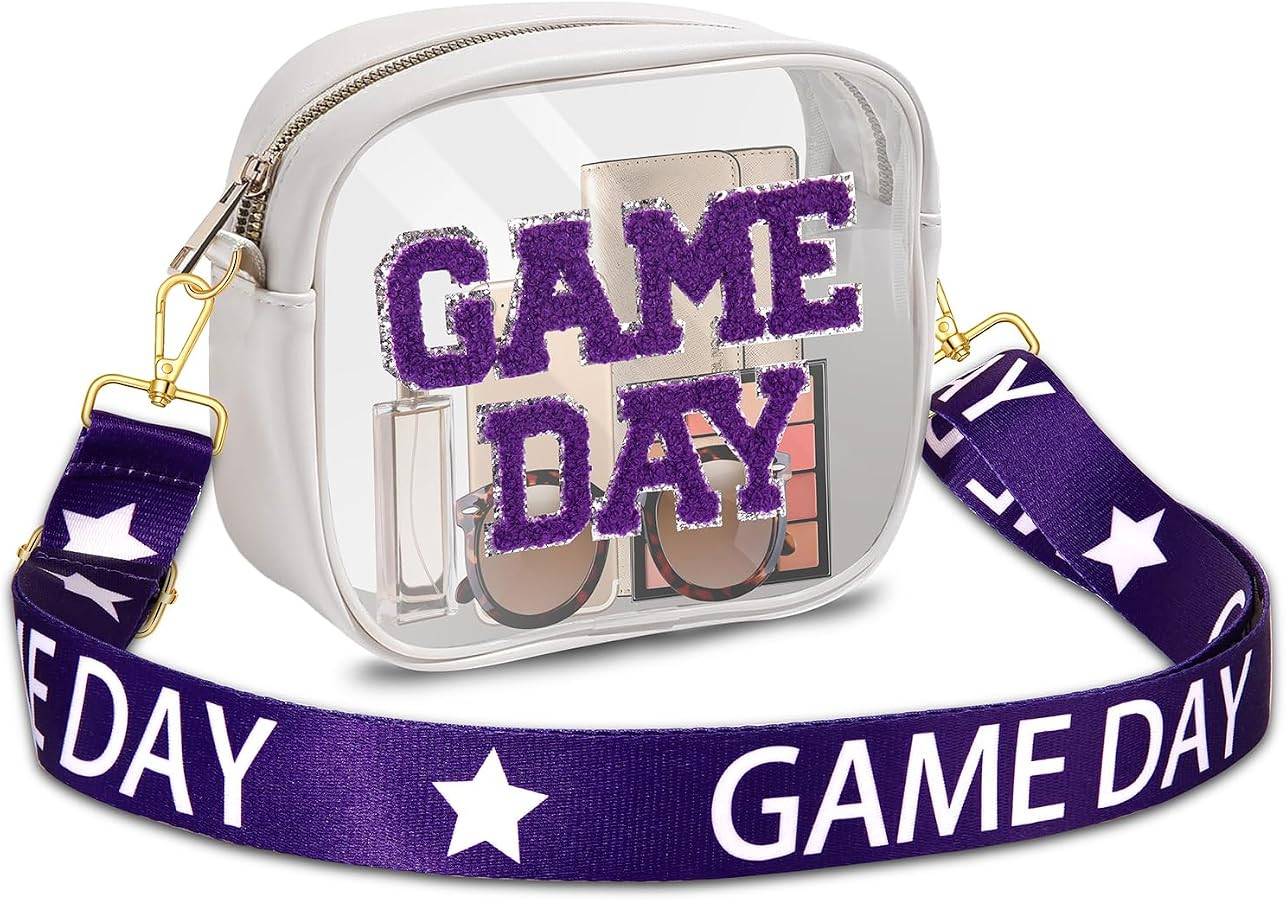 Game Day Clear Bag for Stadium Events with Letter Patches Stadium Approved Clear Crossbody Purse ... | Amazon (US)