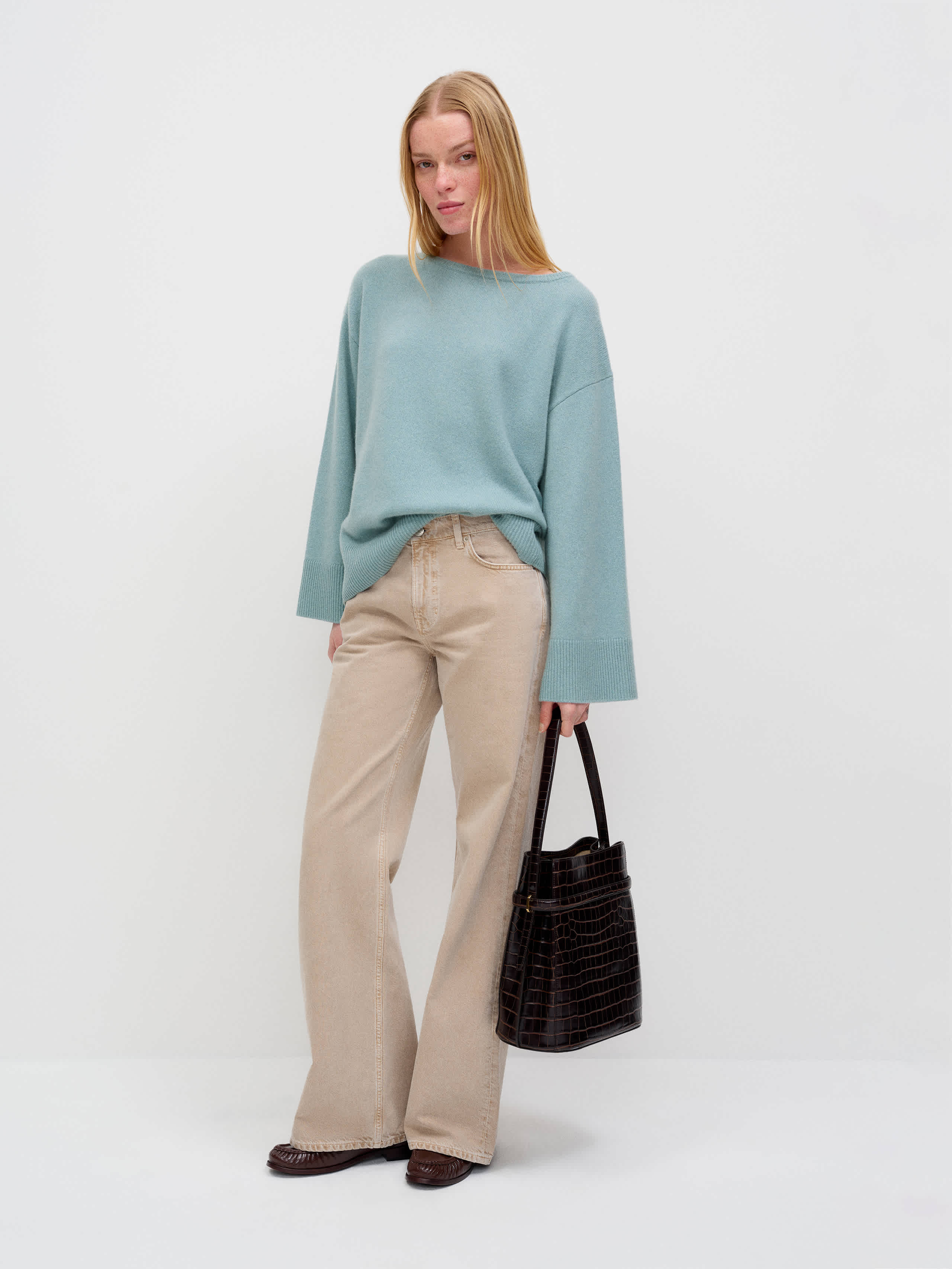 Reformation Beverly Cashmere Sweater Blue Medium | Reformation (Global)