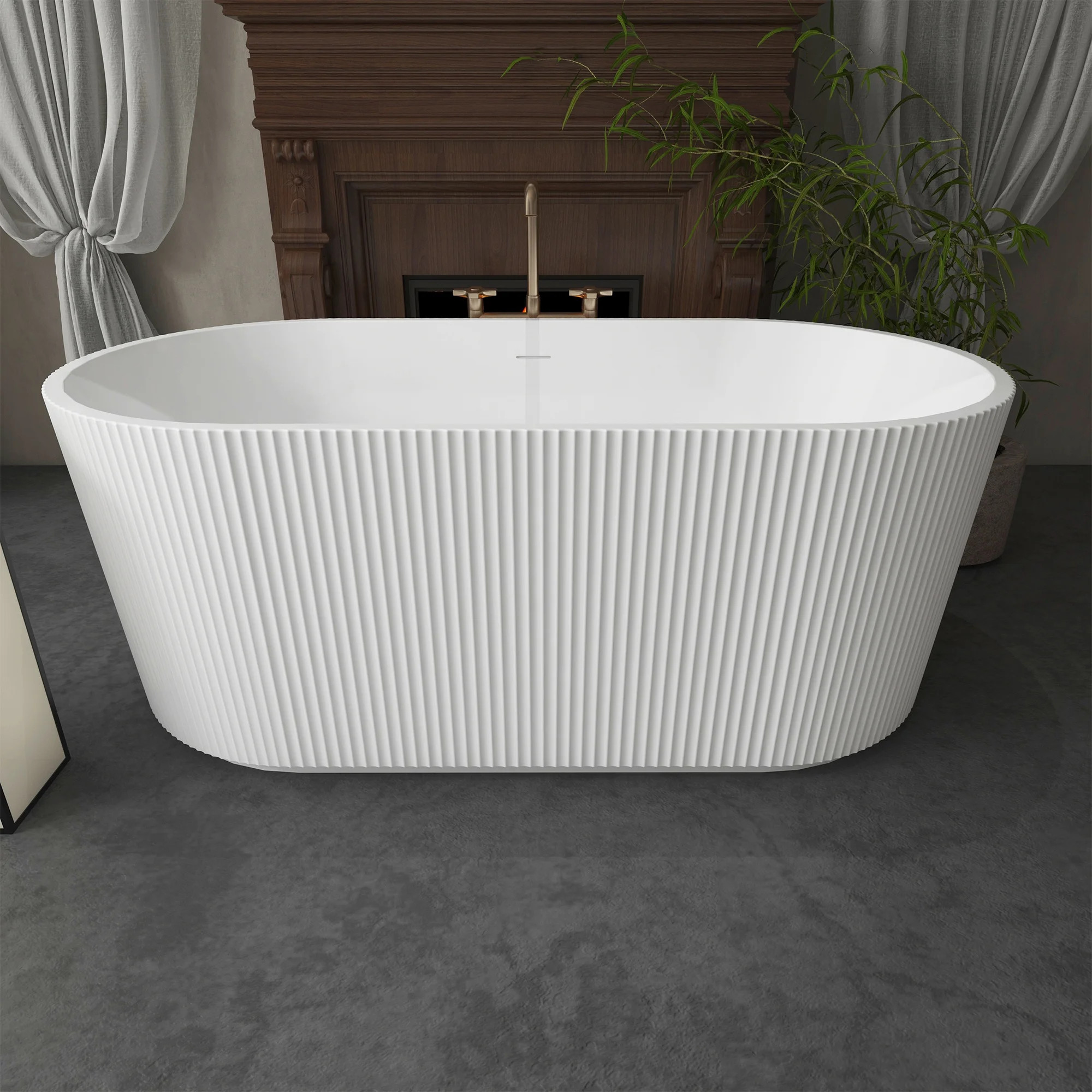 SOTUBX Free Standing Tub 67" Deep Soaking Bath Tub Contemporary Acrylic Freestanding Bathtub with... | Walmart (US)