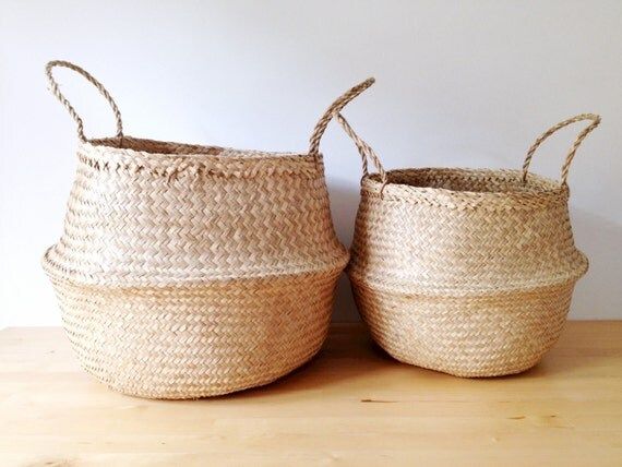 Sea Grass Belly Basket Panier Boule Storage Nursery Beach Picnic Toy Laundry | Etsy (US)