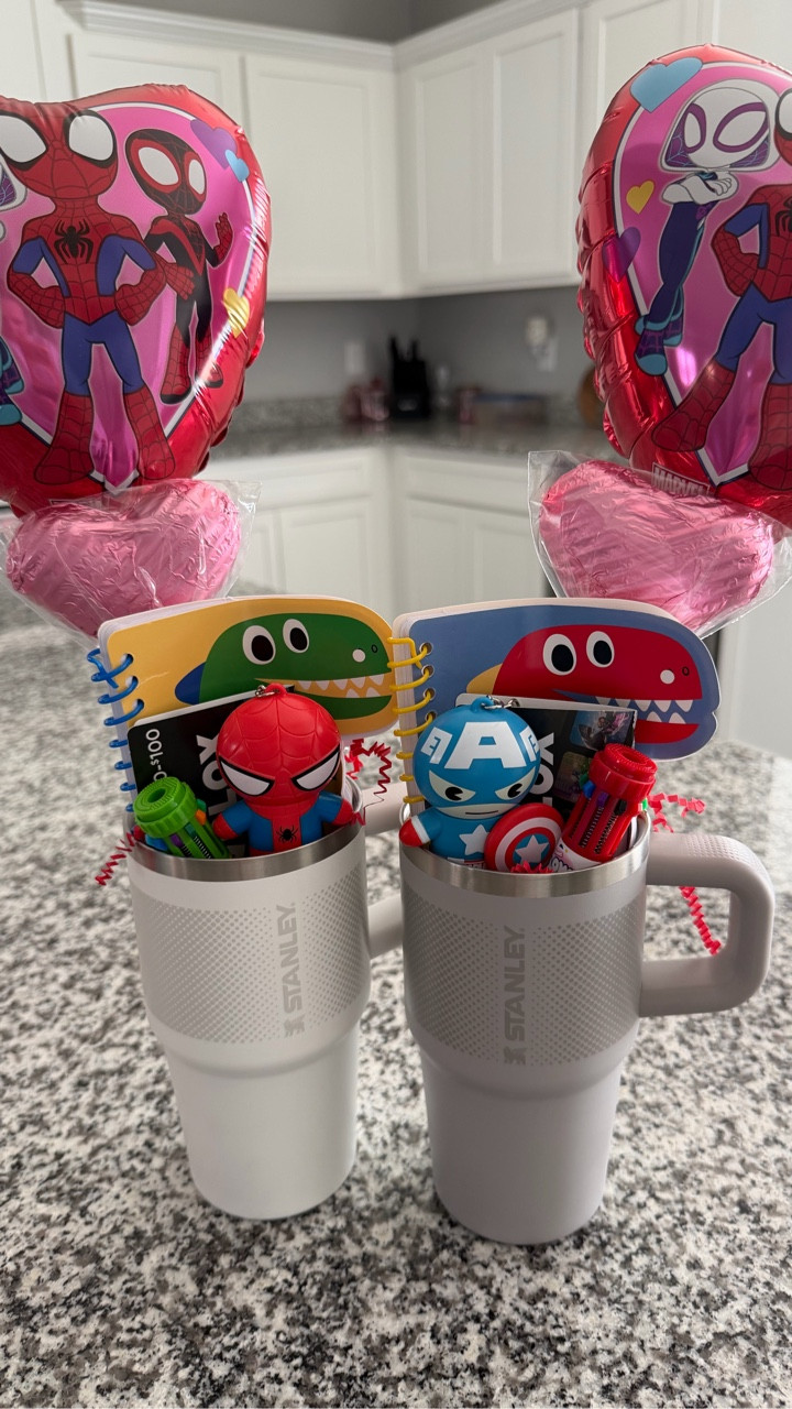 Valentine’s Day gifts for my two boys ♥️🦖✨ #asmr #valentinesday #giftideas #pinkaesthetic #valentinesdaygift @stanley_brand @lipsmackerbrand