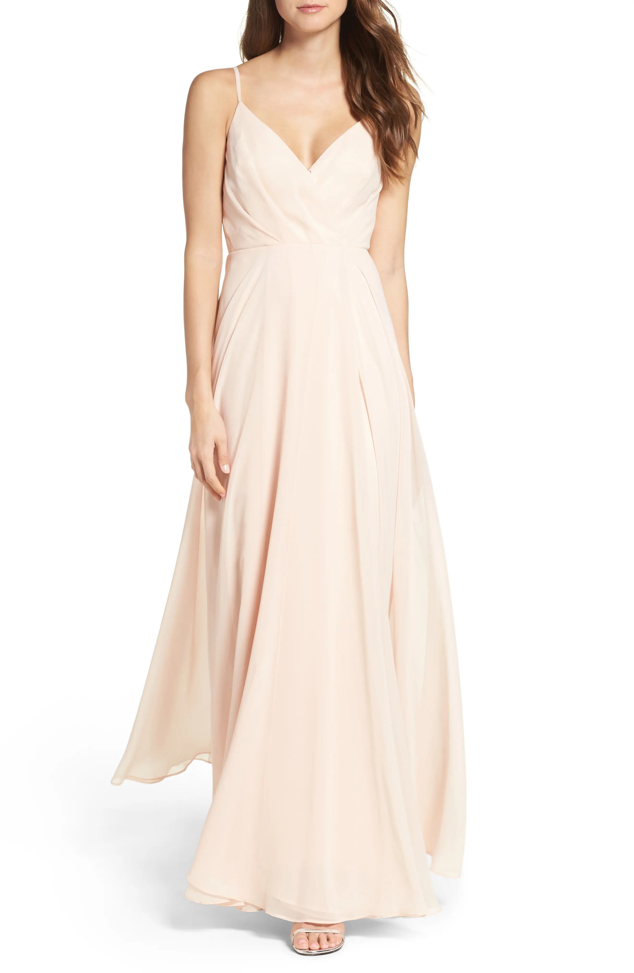 Women's Lulus Surplice Chiffon Gown, Size X-Small - Pink | Nordstrom