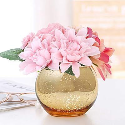 Lynnsdecor Set of 3 Bling Vase Round Golden Vase Silver Vase Rose Gold Vase Table Vase Party Vase... | Amazon (US)