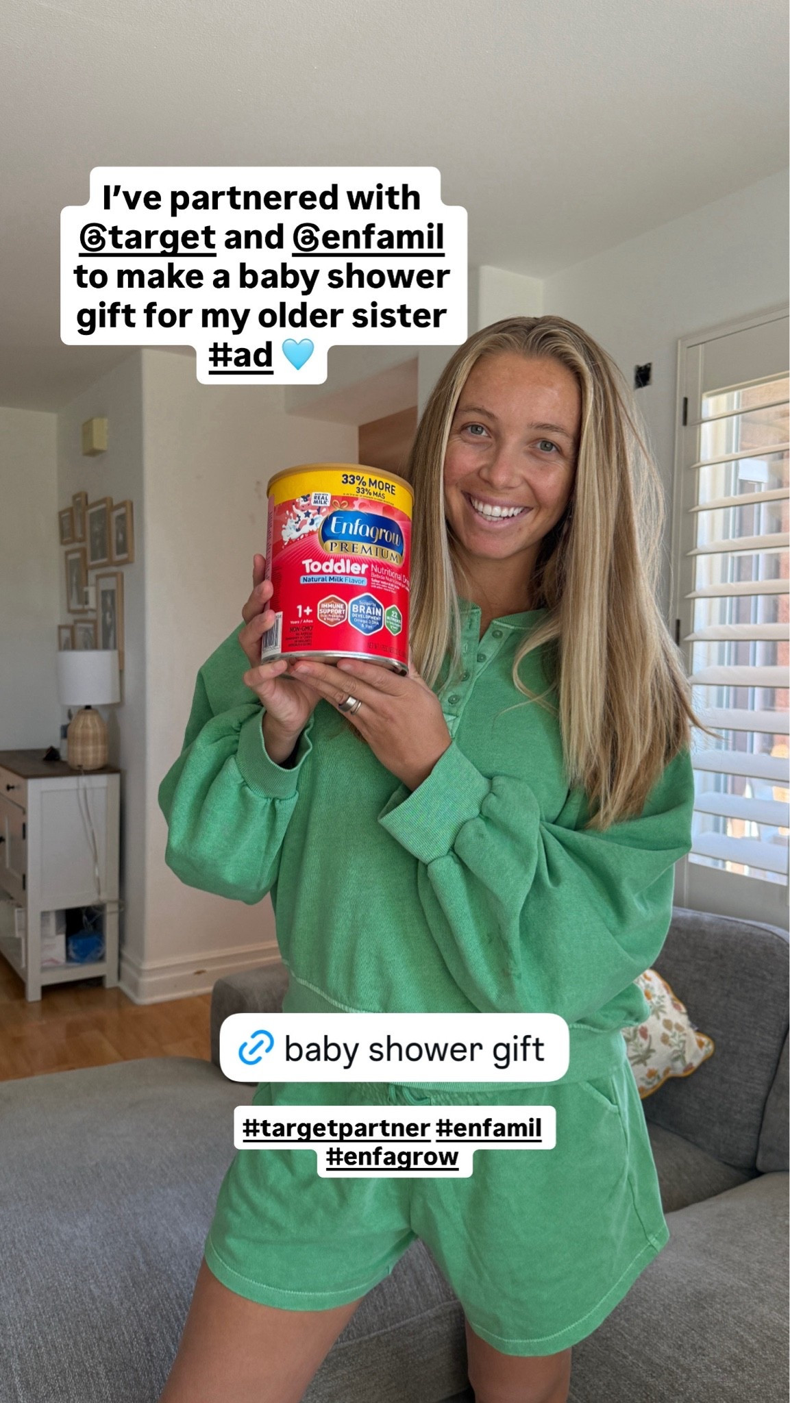 Baby showers are so often tailored towards newborns, so I wanted to give my sister a gift that she could use when her baby boy reaches 1 years old🩵 *Enfagrow is not a sole source of nutrition but a compliment to a balanced diet (designed for toddlers 1+ years old)* @Target @ltk  #LTK #targetpartner #enfamil #enfagrow  #liketkit