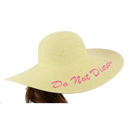 Womens Do Not Disturb Embroidered Floppy Sun Beach Fashion Straw Hat | Walmart (US)
