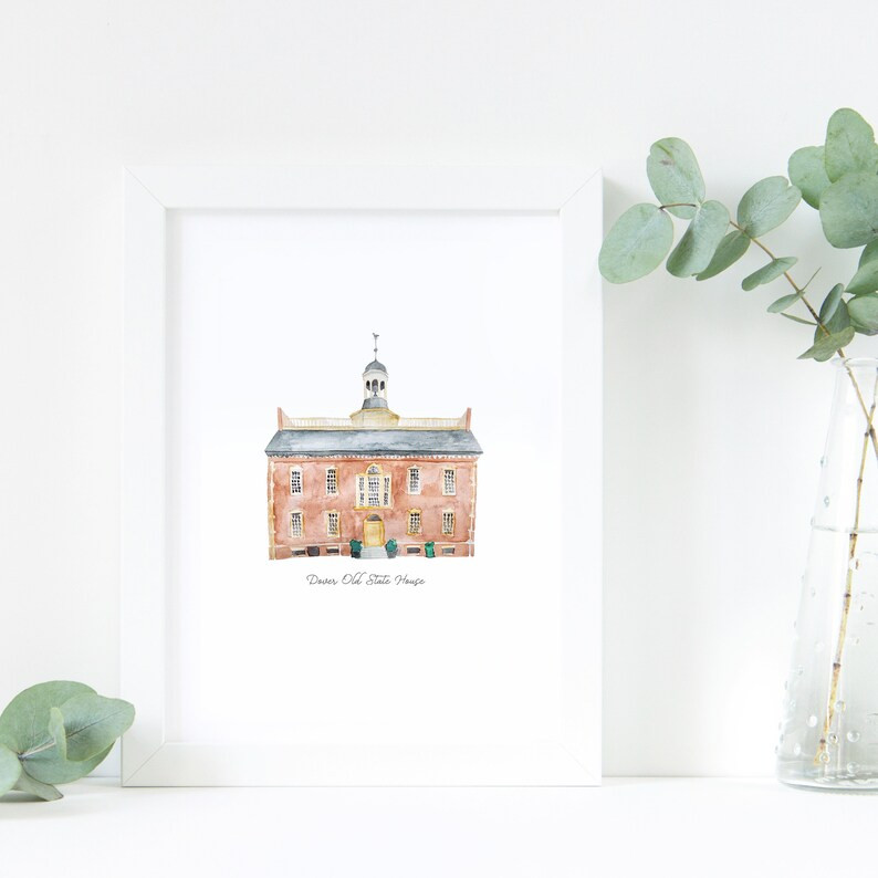 Dover Old State House Printable, illustration, wall art print, home decor, usa landmarks, travel ... | Etsy (US)