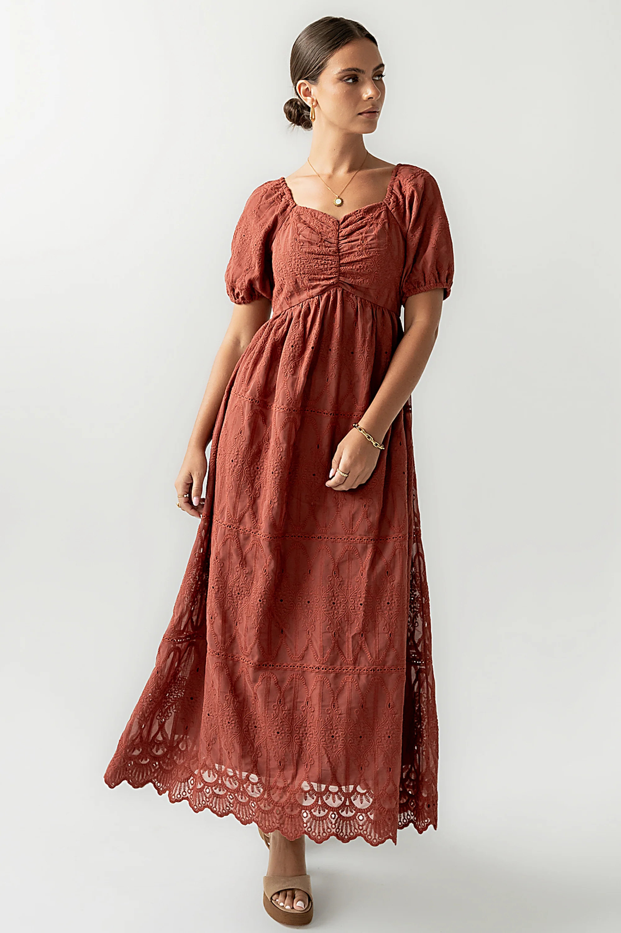 Luca Embroidered Maxi Dress in Dark Berry | Böhme US