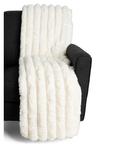 50x70 Faux Rabbit Fur Monroe Ribbed Throw | TJ Maxx