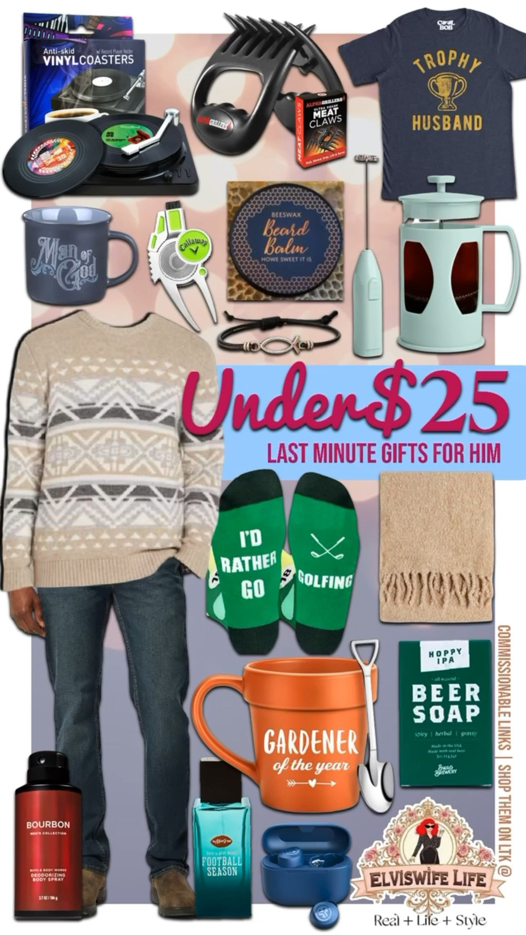 Last minute gifts for him, including for coffee or golf lovers, grill or garden masters, and men of faith. 
🌟Traditional gifts like scarves, gloves, cologne, funny graphic tees, and sweaters are excellent gift ideas as well.
🎄Sales are helping to keep budgets in line, or let you pile up a few gifts for each man on your list.
Click through below and grab these gifts before stock runs out.
☝️For more ideas click the “products” tab above, then check the Gift Guides for my curated picks. 



#ltkfindsunder50 #ltkfindsunder100 #ltksalealert #ltkseasonal Old Navy, Walmart, Amazon, Levi’s, Target, Gifts for him, stocking stuffers, white elephant gift, dad gifts, husband gifts, brother gift, cross jewelry for him, novelty gift, cashmere gift, French press, funny gifts, bath and body works, Christian gifts, men’s fashion, gardener gifts 

#LTKMens #LTKHoliday #LTKGiftGuide