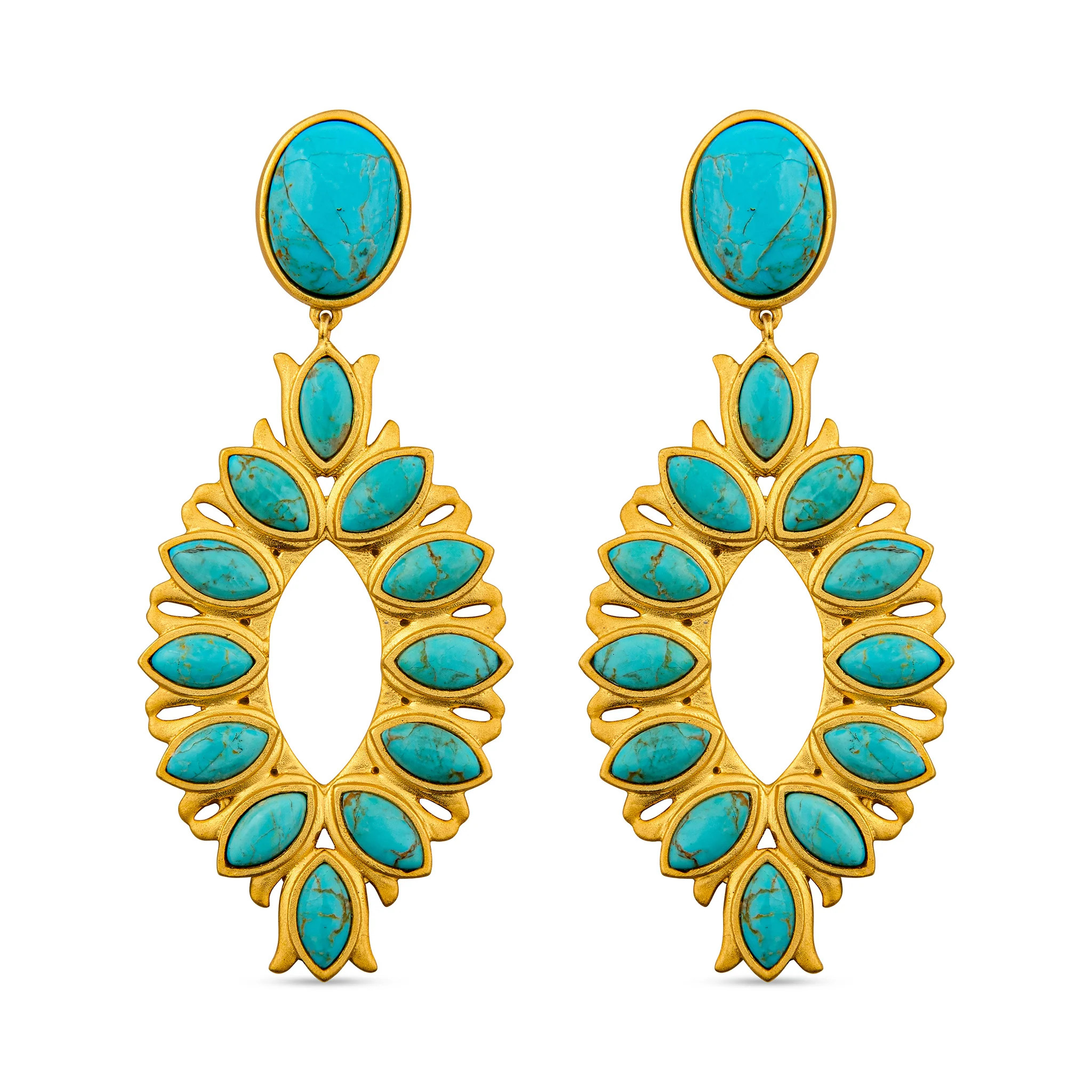 Water Lily Drop Earrings - Turquoise | Christina Greene 