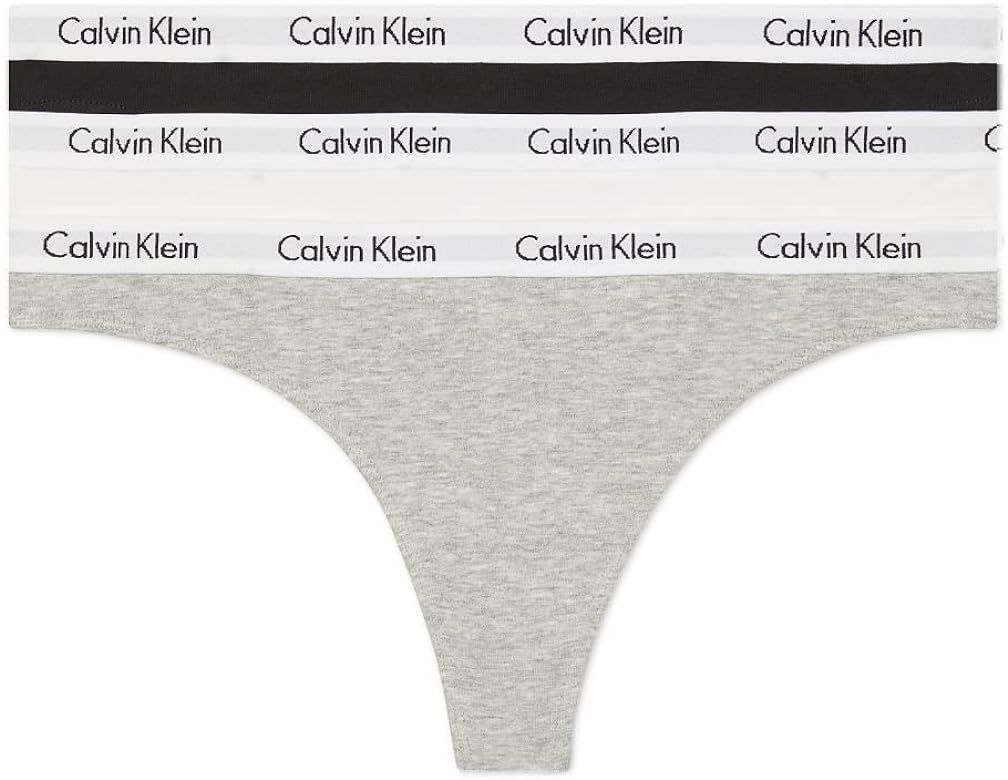 Calvin Klein Women's Carousel Logo Cotton Stretch Thong Panties, 3 Pack | Amazon (US)
