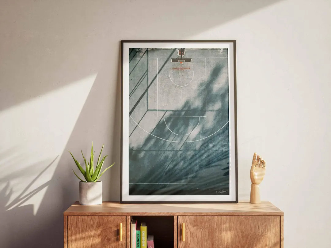 Basketball Court Textured Poster - Minimalsit Grainy Wall Art for Home Decoror Childrens Room, Pa... | Etsy (US)
