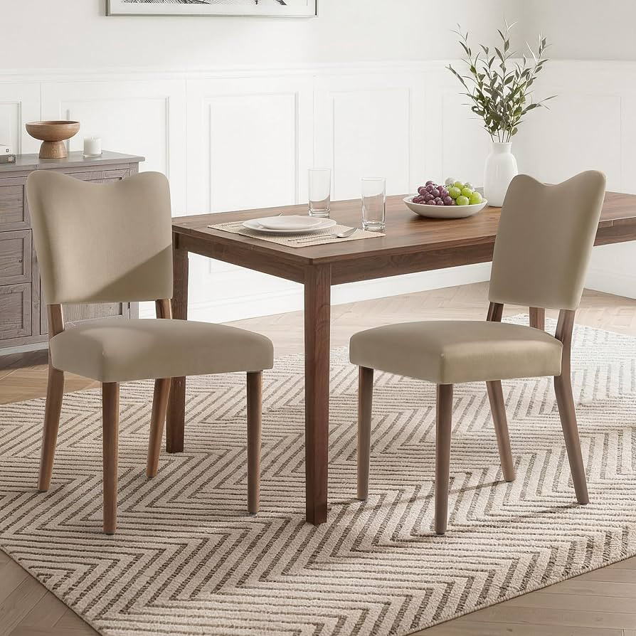KISLOT Upholstered Dining Chairs Set of 2, Modern Velvet Kitchen Chairs with Solid Wood Legs, Hig... | Amazon (US)