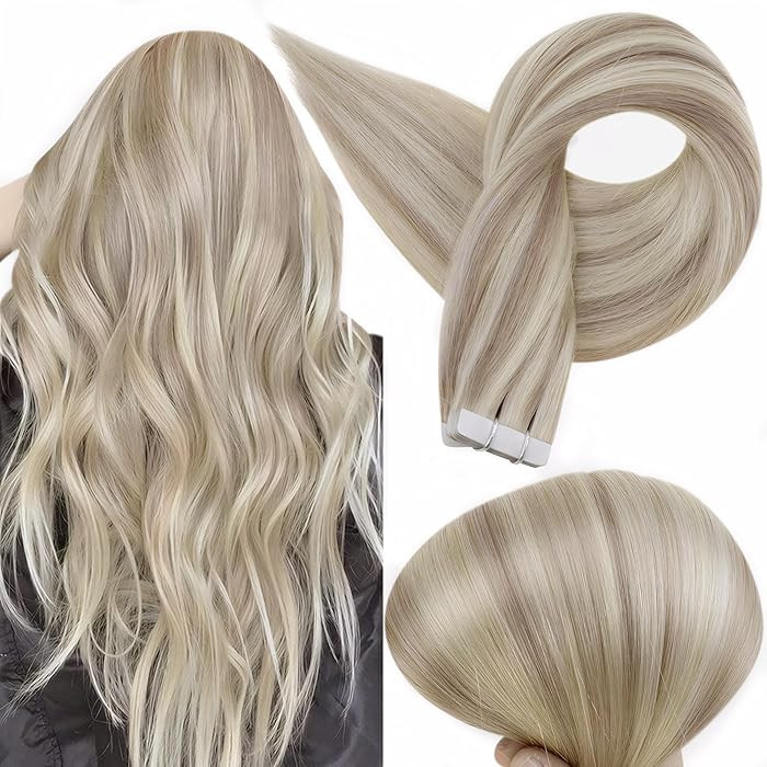 Full Shine Tape in Human Hair Extensions 24 Inch Real Human Hair Tape in Extensions 50 Gram Seaml... | Amazon (US)