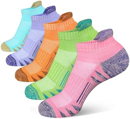 Womens Ankle Anti-blister Thick Cushioned Wicking Odor Resist Athletic Running Socks 5 Pairs | Amazon (US)